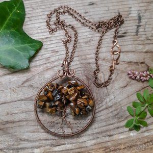 Tiger's Eye Tree of Life Necklace